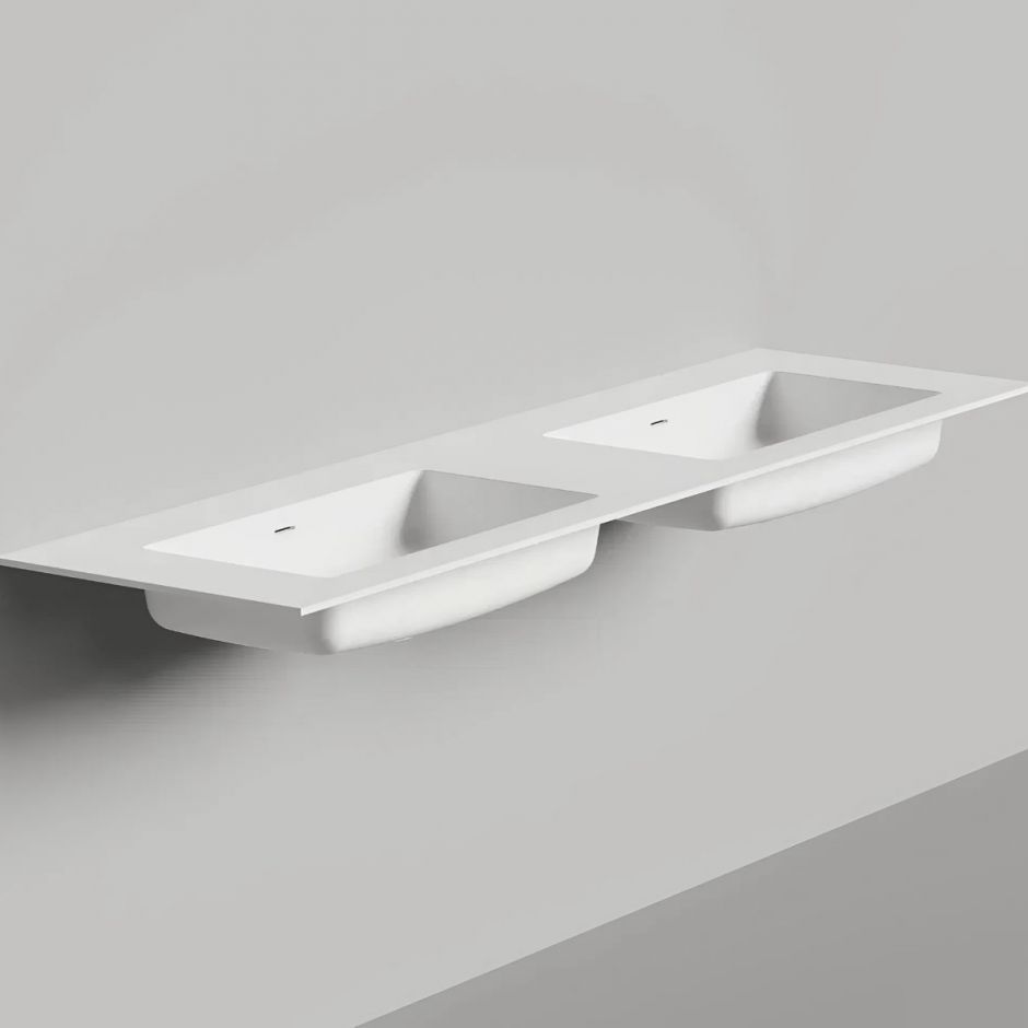 Изображение Двойная раковина Salini Onda Plus без отверстий под смеситель и с донным клапаном 72x34 подвесная 14022031M