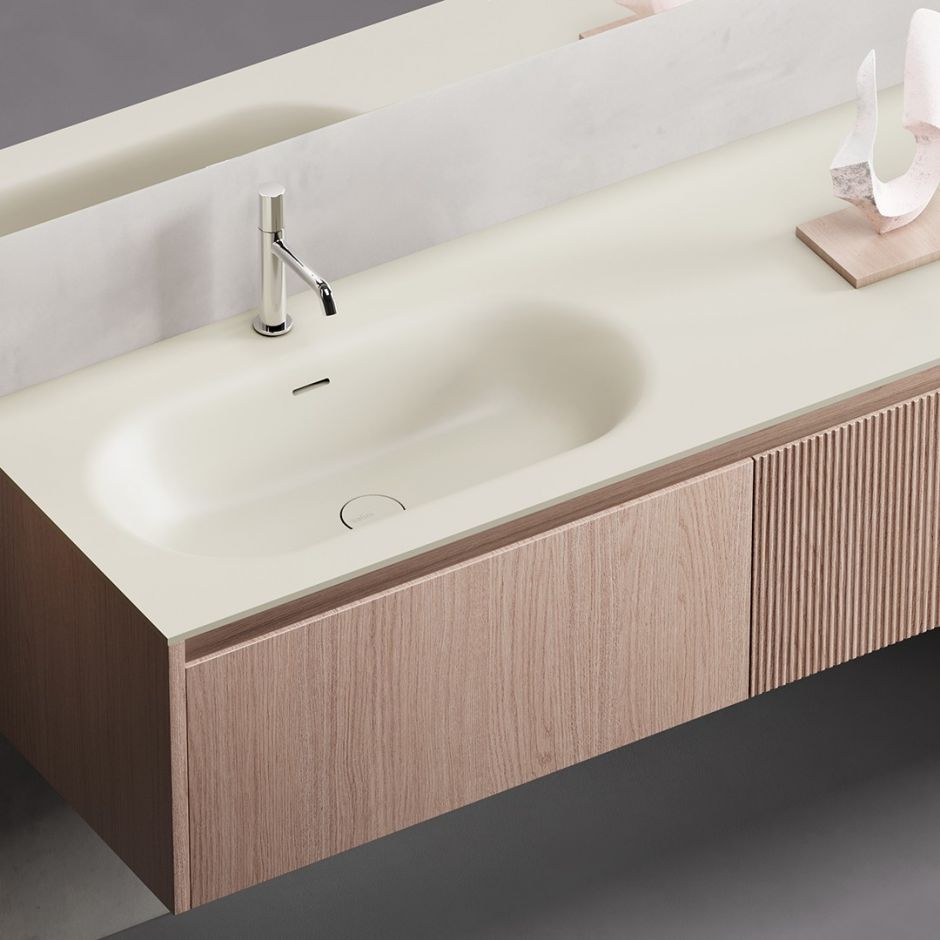 Раковина подвесная Salini Onda Flow Oval без отверстий под смеситель и с донным клапаном 72x34 14022042M