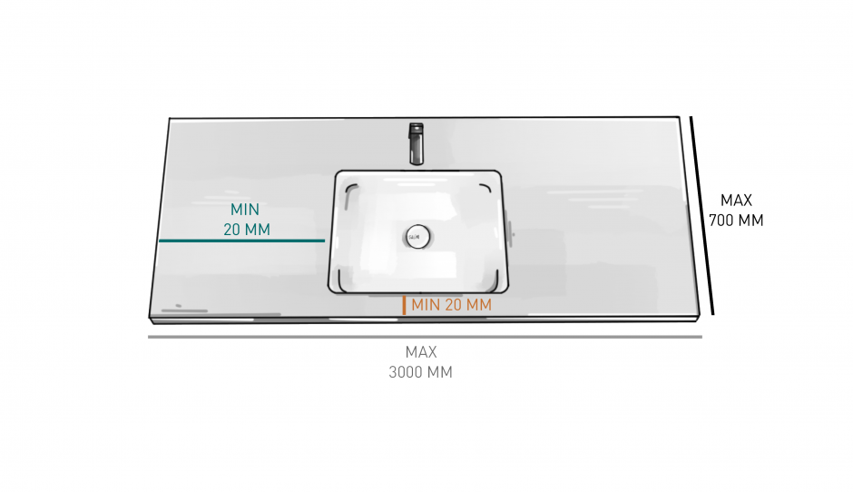 Раковина подвесная Salini Onda Flow Oval без отверстий под смеситель и с донным клапаном 72x34 14022042M ФОТО
