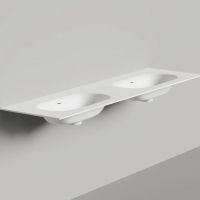 Раковина подвесная Salini Onda Flow Oval без отверстий под смеситель, с донным клапаном и двумя чашами 72x34 14022042M схема 1