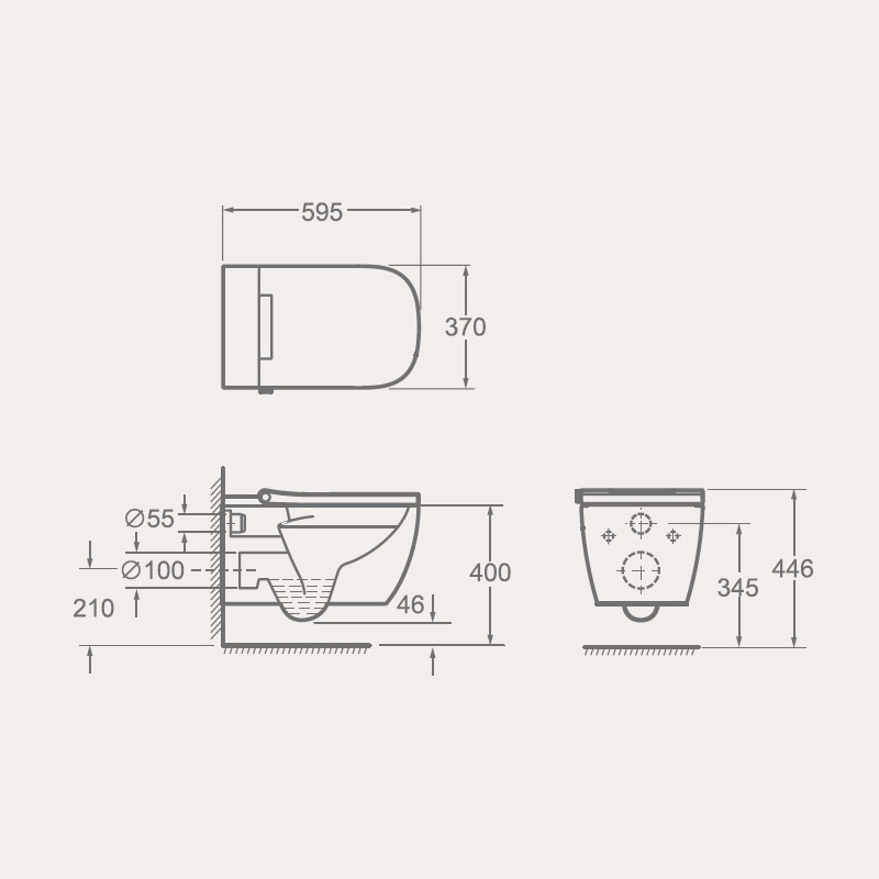Подвесной унитаз UNI-FLOW MI-SMART CH10166ZR с крышкой-биде в комплекте ФОТО