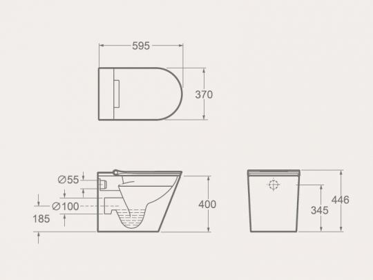 Унитаз приставной UNI-FLOW MI-SMART CB1088ZR с крышкой-биде схема 3