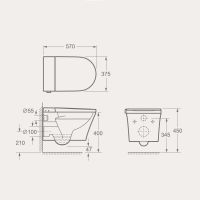 Унитаз подвесной UNI-FLOW MI-SMART CH1048ZR-A в комплекте с крышкой-биде схема 3