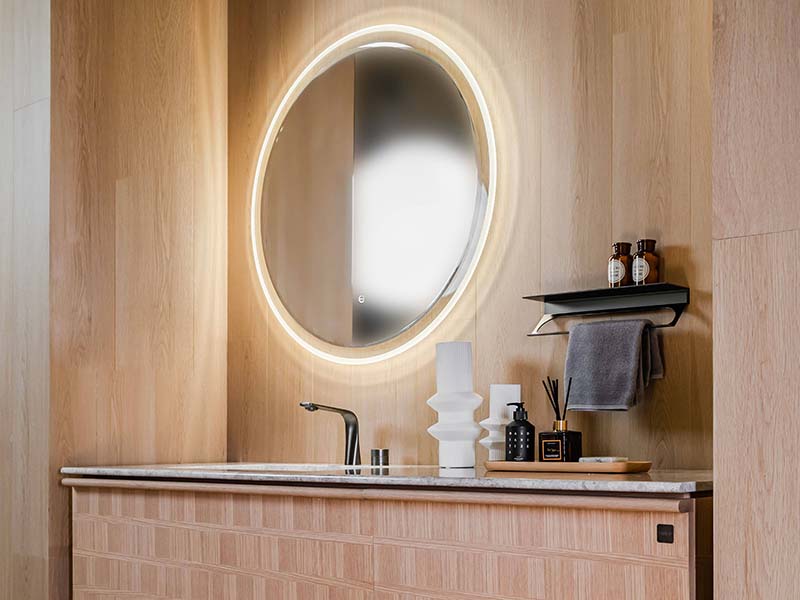 Зеркало круглое UNI-FLOW M641 c подсветкой и защитой от запотевания D-100 см ФОТО