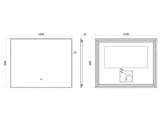 Зеркало UNI-FLOW M-010 100x80 см c подсветкой схема 3