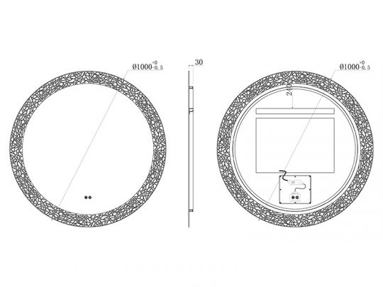 Зеркало c подсветкой круглое UNI-FLOW M-213 D-100 см с защитой от запотевания схема 3