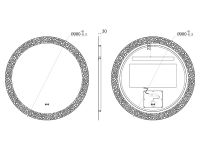 Зеркало c подсветкой UNI-FLOW M-213 с защитой от запотевания круглое D-90 см схема 3