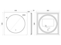Зеркало UNI-FLOW M639 c подсветкой и защитой от запотевания 80x80 см схема 3