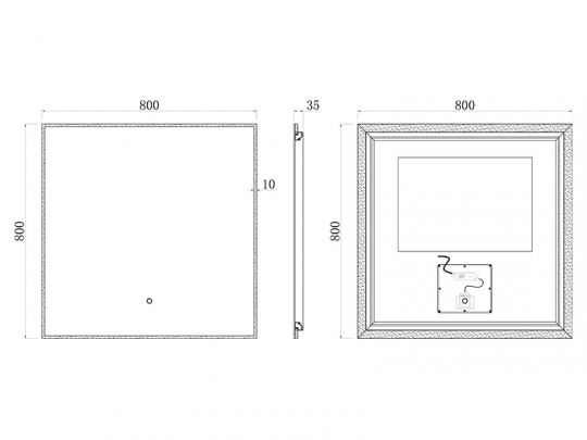 Зеркало UNI-FLOW M-010 80x80 см c подсветкой схема 3