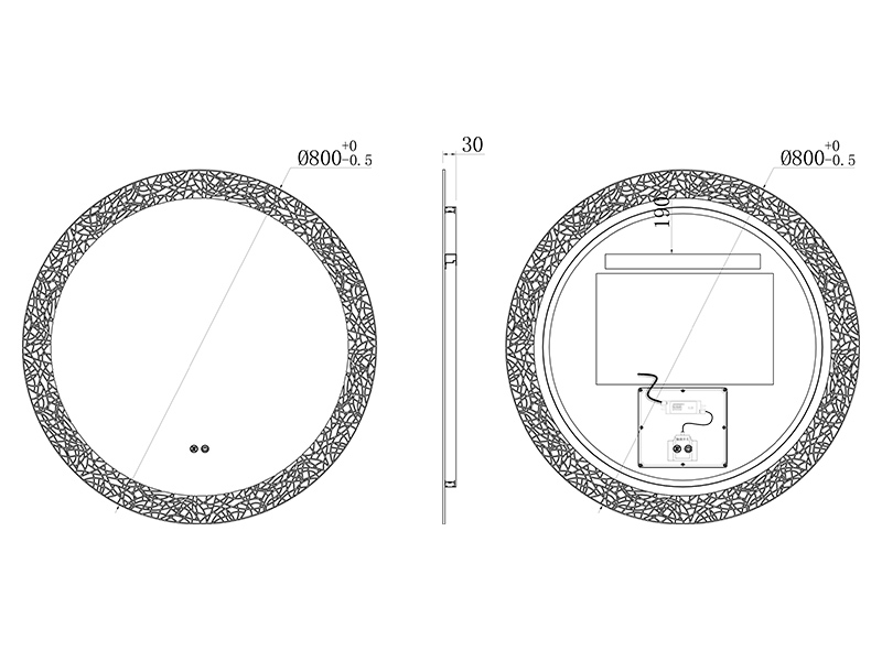 Зеркало круглое UNI-FLOW M-213 с антизапотеванием и подсветкой D-80 см ФОТО