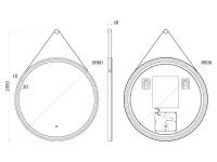 Зеркало c подсветкой UNI-FLOW M642 d800 на ремне с защитой от запотевания круглое D-80 см схема 3