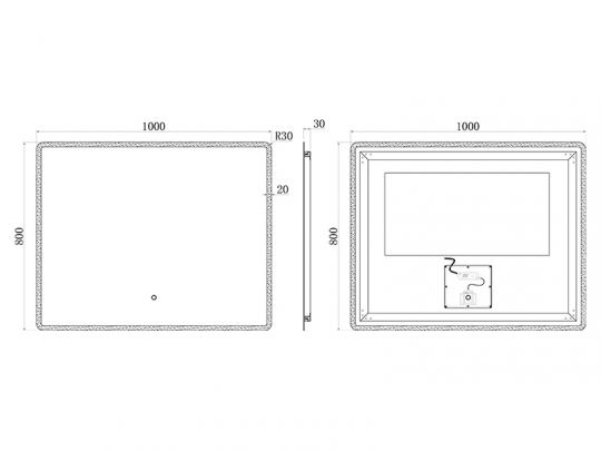 Зеркало c подсветкой UNI-FLOW M-647 с защитой от запотевания 100x80 см схема 3