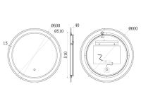 Зеркало UNI-FLOW M641 c подсветкой и защитой от запотеванияD-60 см круглое схема 3