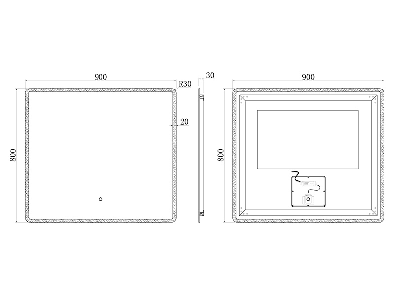 Зеркало UNI-FLOW M-647 с антизапотеванием и подсветкой 90x80 см ФОТО