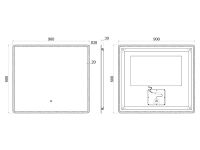 Зеркало UNI-FLOW M-647 с антизапотеванием и подсветкой 90x80 см схема 3