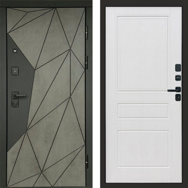 Входная дверь Termo-door Геометрия Бетон - Классик Белое дерево