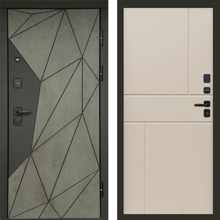 Входная дверь Termo-door Геометрия Бетон - Горизонт Слоновая кость