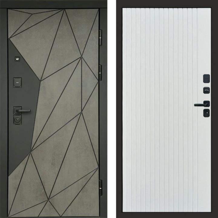 Входная дверь Termo-door Геометрия Бетон - FLAT Белый софт