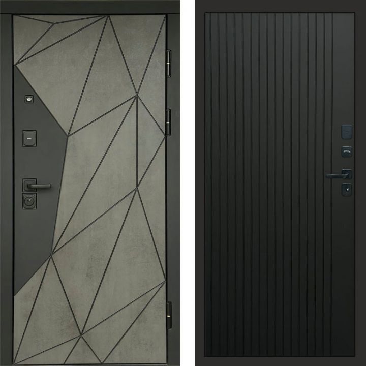 Входная дверь Termo-door Геометрия Бетон - FLAT Черный кварц