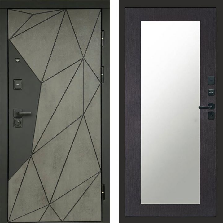 Входная дверь Termo-door Геометрия Бетон - Зеркало триумф Венге