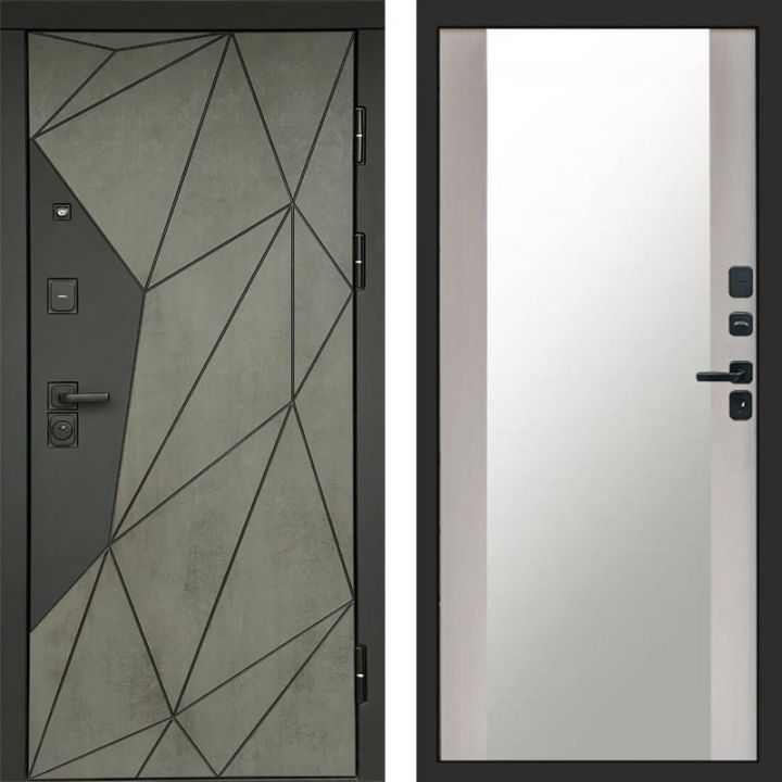 Входная дверь Termo-door Геометрия Бетон - Зеркало Лиственница