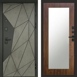 Входная дверь Termo-door Геометрия Бетон - Зеркало триумф Дуб