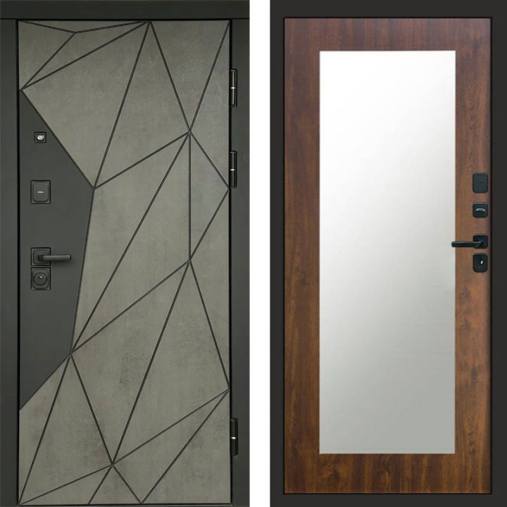 Входная дверь Termo-door Геометрия Бетон - Зеркало триумф Дуб
