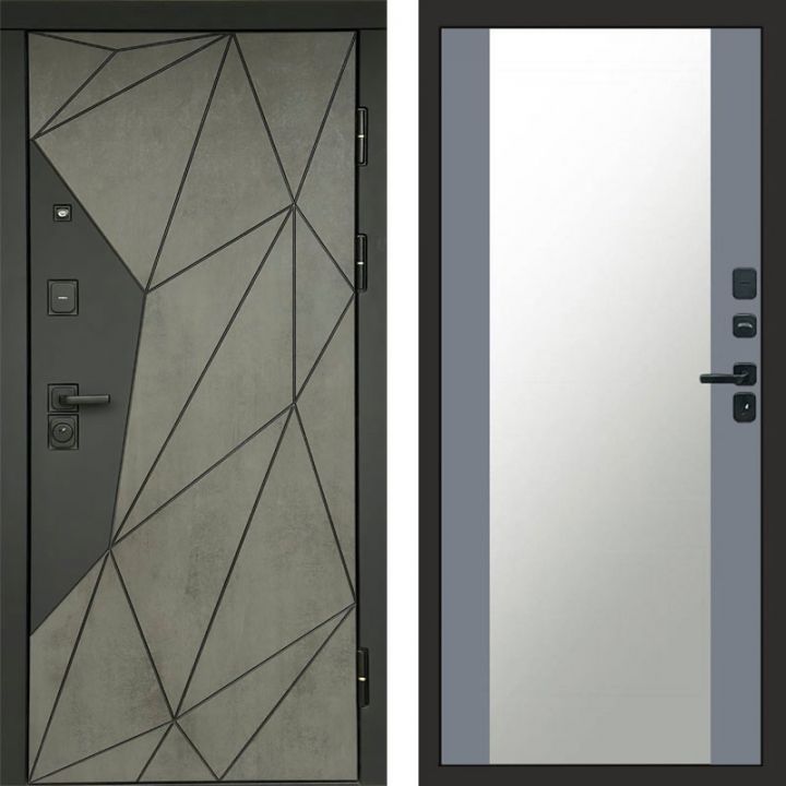 Входная дверь Termo-door Геометрия Бетон - Зеркало Грей софт