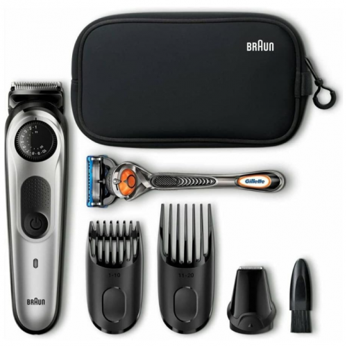 Триммер мужской аккумуляторный Braun BT5960TS для бороды и усов со станком Gillette, 39 настроек длины, водонепроницаемый