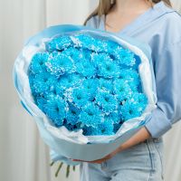9 синих хризантем