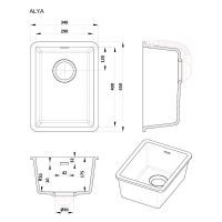 Прямоугольная мойка для кухни Kolpa-San Alya 40x29 см схема 2