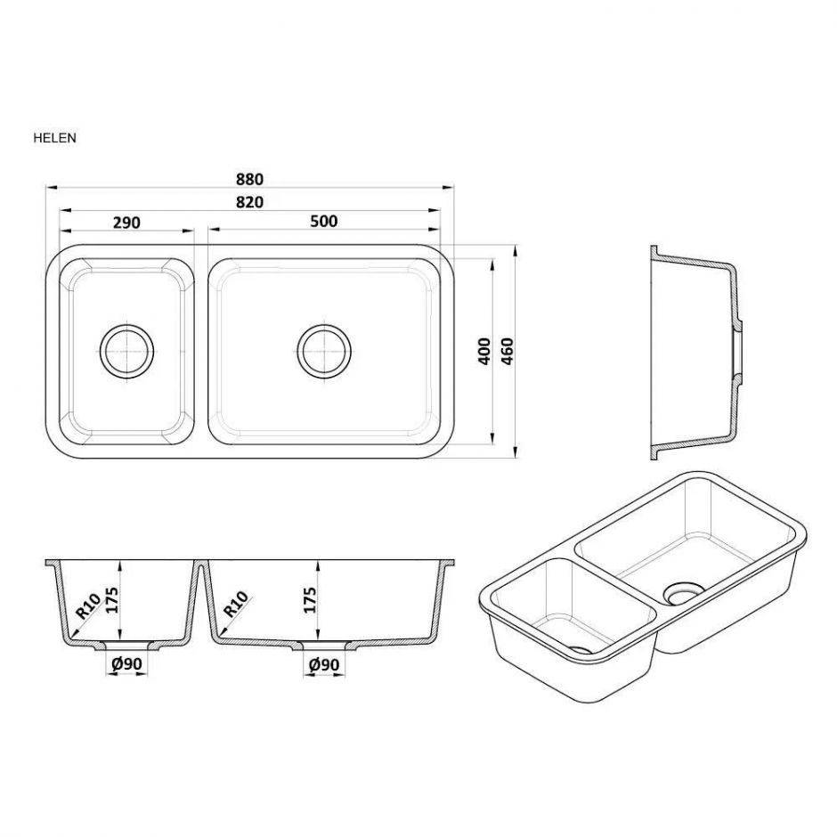 Прямоугольная мойка для кухни Kolpa-San Helen 40x82 см ФОТО