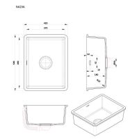 Прямоугольная мойка для кухни Kolpa-San Nadia 37x49 см схема 2 Прямоугольная мойка для кухни Kolpa-San Nadia 37x49 см схема 2