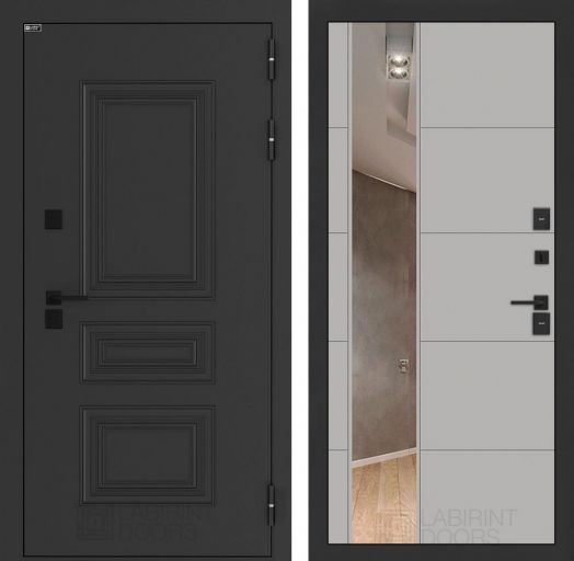 Входная дверь Лабиринт Аляска Лайт - 19 Зеркало Грей софт с терморазрывом