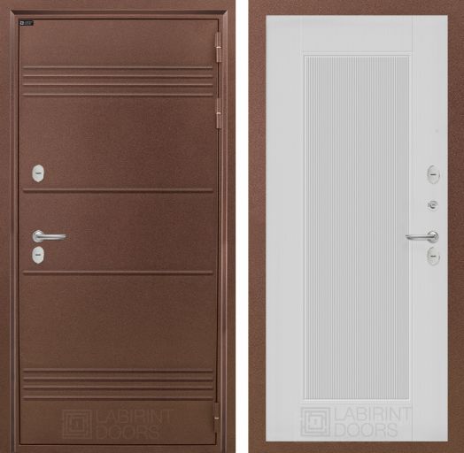 Входная дверь Лабиринт Термо Лайт - 30 Белый софт рельеф с терморазрывом