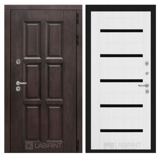 Входная дверь Лабиринт Лондон - 01 Белое дерево, черные стекла с терморазрывом