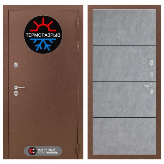 Входная дверь Лабиринт Термомагнит - 25 Бетон светлый с терморазрывом