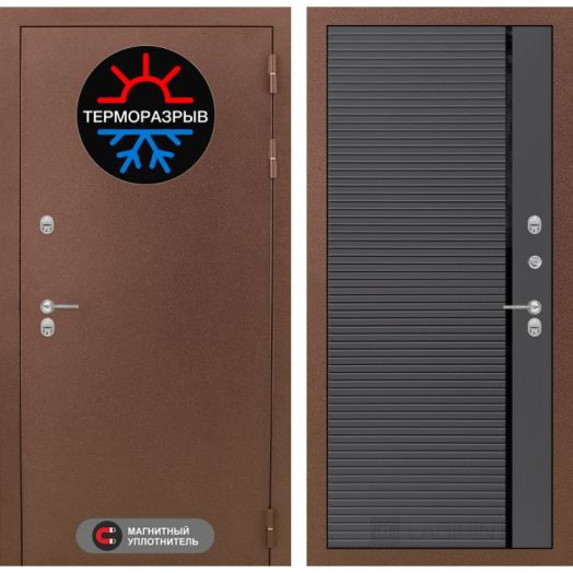 Входная дверь Лабиринт Термомагнит - 22 Графит софт с терморазрывом