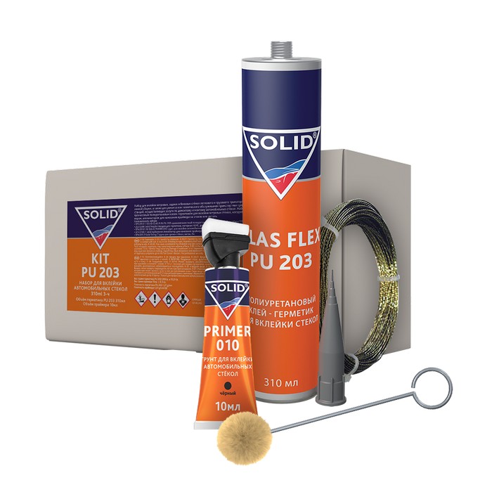 Solid 377.0203.03 KIT PU 203 Набор для вклейки автомобильных стекол 310мл. 3ч