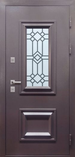 Входная дверь с терморазрывом и стеклопакетом Заводские ПроТермо с Багетом Букле шоколад - Белый