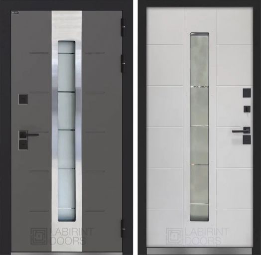 Входная дверь с терморазрывом и стеклопакетом Лабиринт TUNDRA PLUS - Белый софт