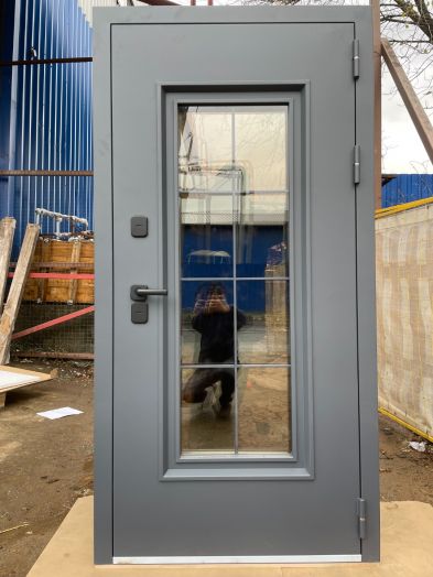 Входная дверь с терморазрывом и стеклопакетом Север Муар 7024 - Белый