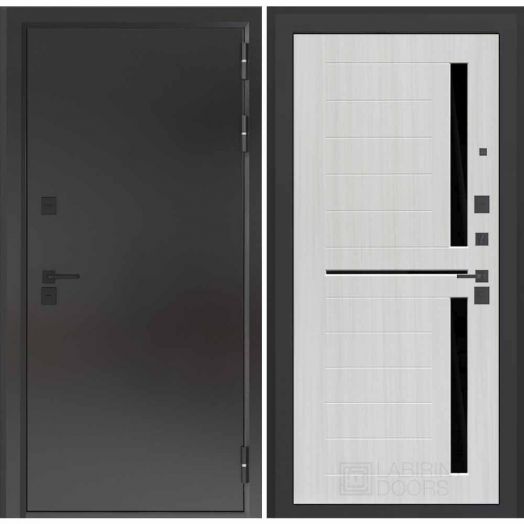 Входная дверь с терморазрывом Бункер BN 10 Тепло Плюс - 02 Сандал белый, стекло черное