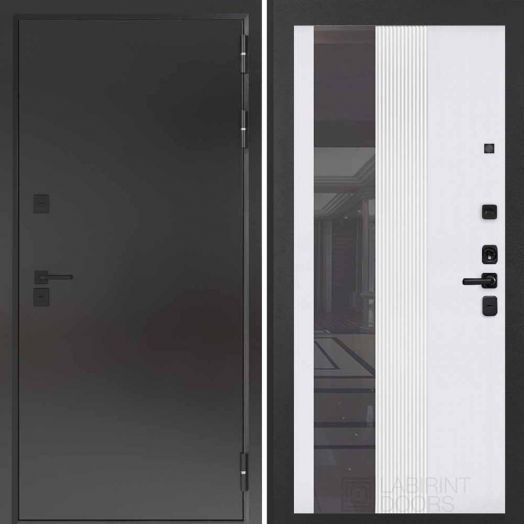 Входная дверь с терморазрывом Бункер BN 10 Тепло Плюс - 32 Зеркало тонировка Белый софт рельеф