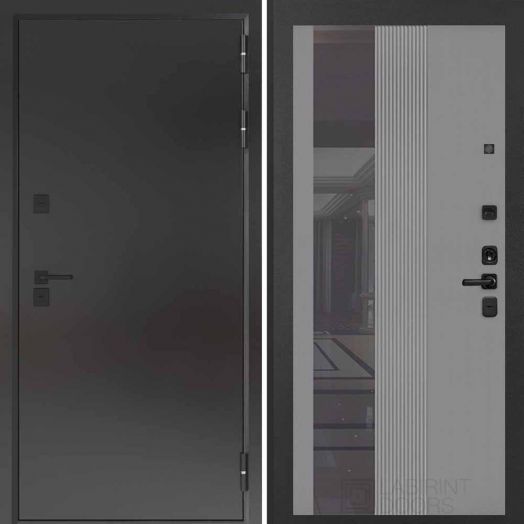 Входная дверь с терморазрывом Бункер BN 10 Тепло Плюс - 32 Зеркало тонировка Серый софт рельеф