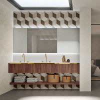 Комплект мебели №4 Oasis Eden подвесной 71.2х52.5 см три тумбы столешница с 2-мя раковинами схема 1