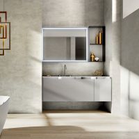 Комплект мебели №5 Oasis Eden подвесной 106.2х52.5 см две тумбы зеркало столешница с раковиной схема 1