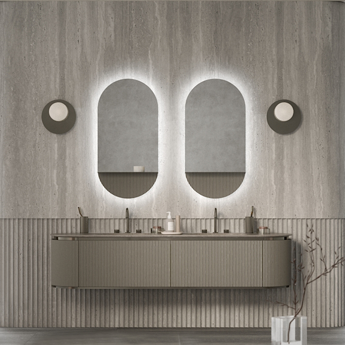 Изображение Комплект мебели №3 Oasis Naos 216х56x45 см подвесной центральная тумба 2 боковые тумбы и топ