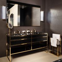 Комплект мебели Oasis Academy 160х53х84 см консоль с мраморной столешницей раковиной и светильником схема 1