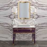 Комплект мебели №29 Oasis Lutetia напольный 115х56х210 см консоль с раковиной и мраморной столешницей с зеркалом схема 1